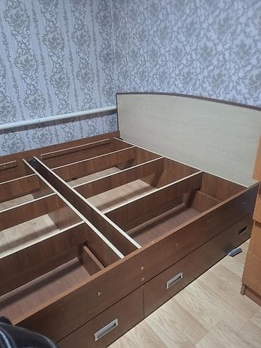 Керебеттер: Кровать с высоким изголовьем и большим коробом для хранения - Тип — 2