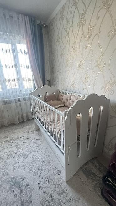 Детская кроватка-трансформер из массива (цвет белый) - Классическая