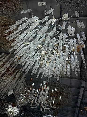 люстры цена: Подвесная люстра «Каскад хрустальных сталактитов» - Тип: потолочная — 1