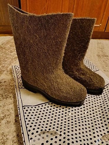 Сапоги: Валенки из овечьей шерсти с резиновыми подошвами - Материал: плотный — 3