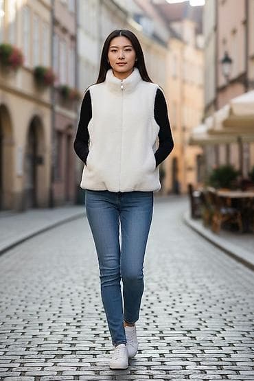 tech flis: Утепленный, Меховой, Осень-весна, Искусственный мех, Короткая модель, С карманами — 1