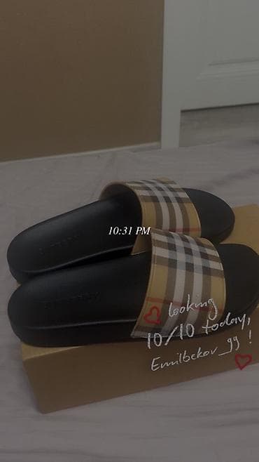 детские шлёпки: Мужские сандалии, 41, Burberry, Новый, цвет - Бежевый — 6