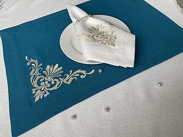 салфетки ручной работы: Набор текстиля для сервировки стола с декоративной вышивкой - Салфетки — 2