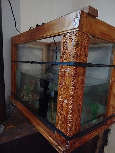 Аквариум с резным деревянным каркасом - Стеклянный аквариум