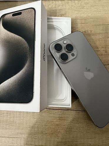 IPhone 15 Pro Max, Б/у, 256 ГБ, Natural Titanium, Коробка, 85 %