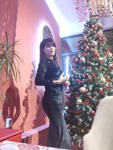 платье с пайетками большого размера: Вечернее платье, Русалка, Длинная модель, Бархат, С рукавами, Перья, S, M — 2