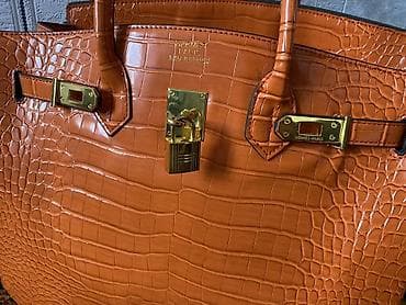 винтажное: Женская сумка-тоут в стиле классической Birkin, крупного формата. - — 5