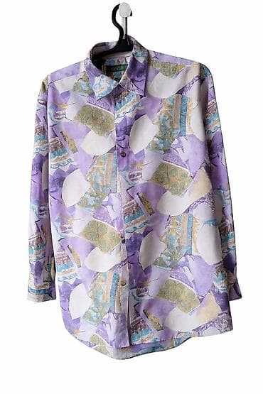 Блузкалар: Винтажная рубашка с длинным рукавом и абстрактным принтом в — 1