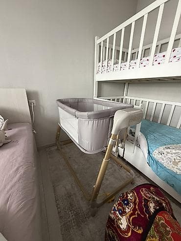 умное зеркало: Детская прикроватная колыбель-манеж cool baby (серый цвет) — 1