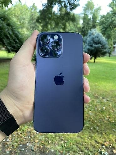 IPhone 14 Pro Max, Б/у, 256 ГБ, Deep Purple, Защитное стекло, Чехол, 100 %