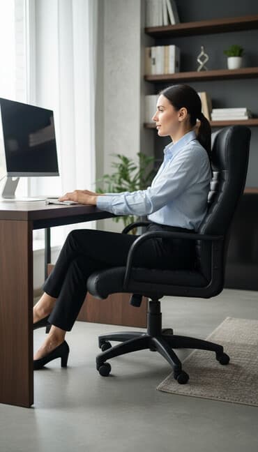 купить стулья для офиса: Офисное кресло, С колесиками, цвет - Черный, Экокожа — 1