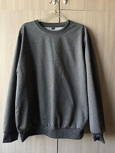 Свитшот мужской, базовый, темно‑серый меланж. - Крой: прямой