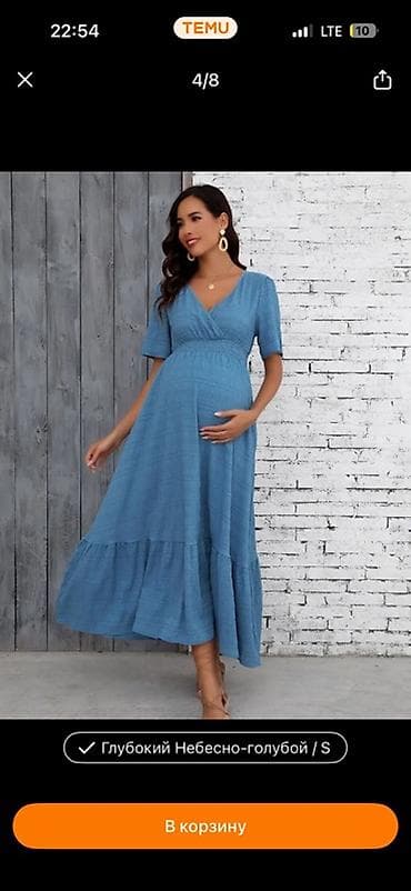 одежда для кормящих мам: Повседневное платье, Лето, Длинная модель, На запах, S — 2