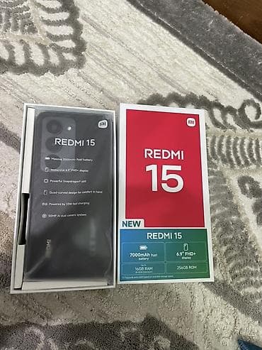 Уюлдук телефондор үчүн аксессуарлар: Redmi, Redmi 15, Колдонулган, 256 ГБ, түсү - Кара, 2 SIM — 3