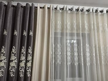 перчатки лилия: Комплект штор, С вышивкой, Готовое изделие, Для зала — 1