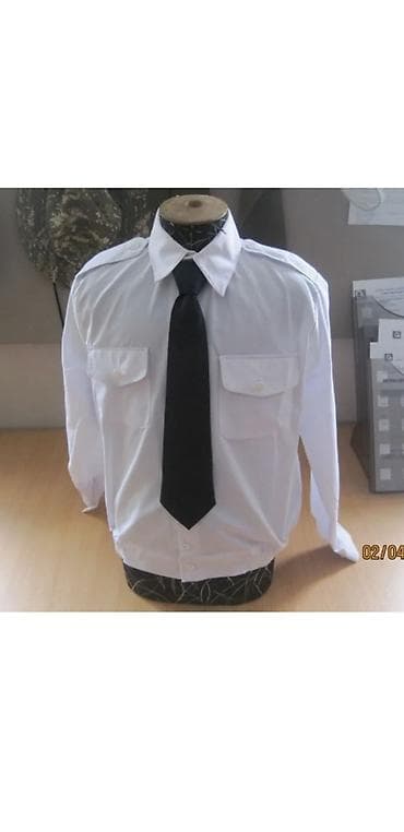 Спорттук костюмдар: Белая форменная рубашка с длинным рукавом и погонами - Классический — 2