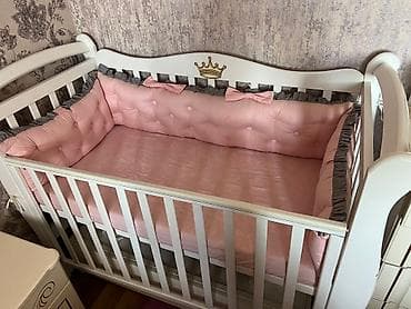 Кеңсе буюмдары: Детская кровать со вставным ящиком для детских вещей. (Качается) — 3