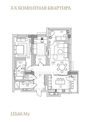 sky park: Строится, Элитка, 3 комнаты, 123 м² — 3