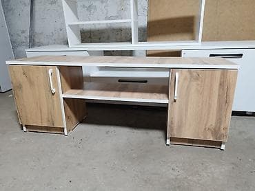 Эмерек: Телевизордун шкаф жана стенди, Жаңы, Полго орнотулма, ЛДСП, Өзү алып кетүү, Акылуу жеткирүү, түсү - Ак — 5