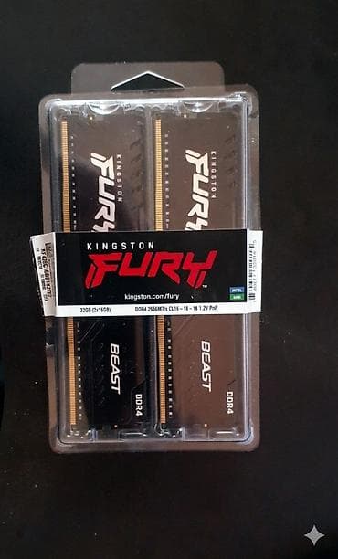 Процессоры: Оперативная память, Новый, Kingston Fury, 32 ГБ, DDR4, 2666 МГц, Для ПК — 2