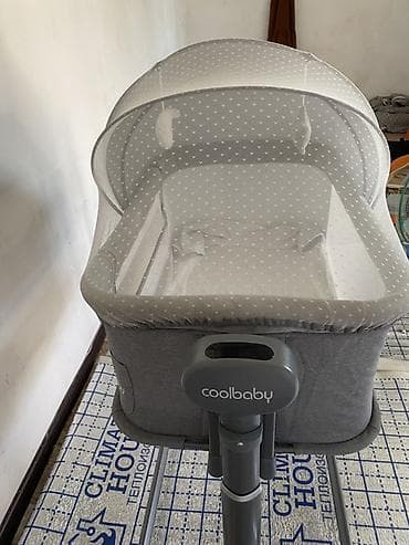 Мебель: Детская прикроватная колыбель Coolbaby, серый цвет Мы 2,3 раза ползали — 2