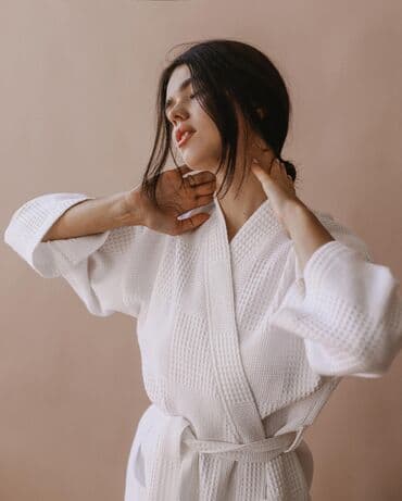 домашние халаты больших размеров: Халат, Вафельное полотно, 6XL, XS, S — 12