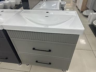 туалетный столики: Тумба для ванны, С раковиной, Другой материал, цвет - Серый — 2