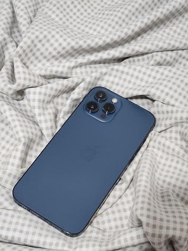 iphone 12: IPhone 12 Pro Max, Б/у, 256 ГБ, Pacific Blue, Защитное стекло, Чехол, Кабель, 76 % — 1