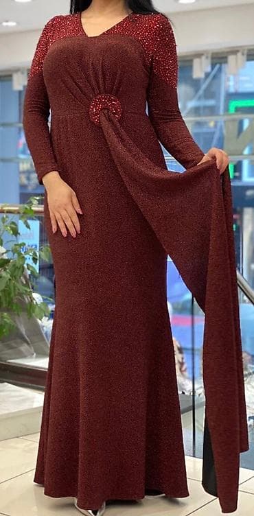 Вечернее платье, Русалка, Длинная модель, С рукавами, S, M, L