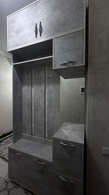 антресоли: Гарнитур для прихожей, Новый, Шкаф, Комод, Зеркало, ДСП, Самовывоз, Платная доставка, цвет - Серый — 2