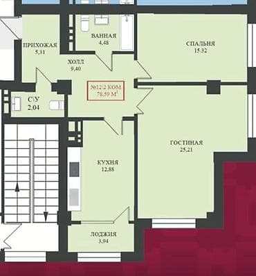 мастер групп: 2 комнаты, 78 м², Элитка, 5 этаж, Готовая ПСО (под самоотделку) — 1