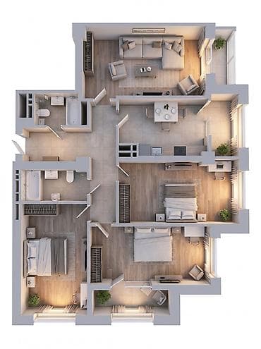 Продажа квартир: 4 комнаты, 117 м², Элитка, 8 этаж, Готовая ПСО (под самоотделку) — 2