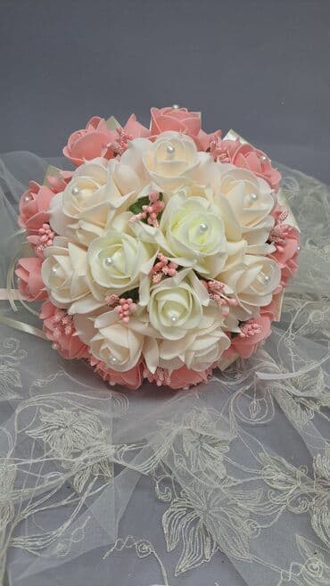 эксклюзивное свадебное платье ручной работы: Свадебный аксессуар, Новый, цвет - Молочный — 8