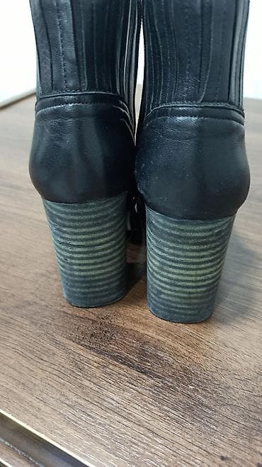 Оксфорды: Кожаные ботильоны б/у, Турция, флисовое утепление внутри, состояние — 3