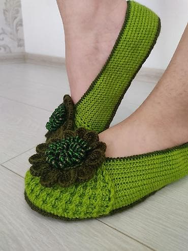 second hand obuv: Домашние тапочки, 38, Новый, цвет - Зеленый, Самовывоз — 1