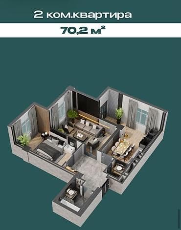 амир: 2 комнаты, 70 м², 10 этаж, Готовая ПСО (под самоотделку) — 3