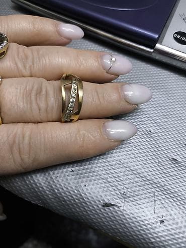 Наборы украшений: Золотое кольцо с дорожкой фионита 585 пр 22 разм - Материал: золото — 2