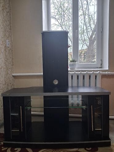 Тумба и подставка для телевизора, Напольная, ЛДСП, цвет - Черный