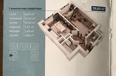 1 комната, 40 м², Элитка, 2 этаж, Готовая ПСО (под самоотделку)