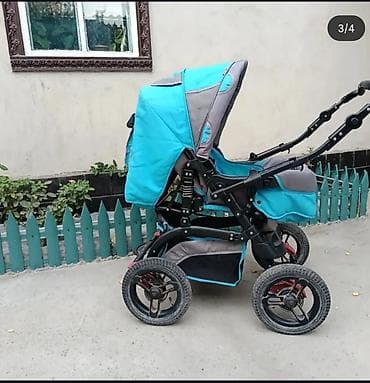 бассейн с горкой: Коляска, цвет - Голубой, Б/у — 2