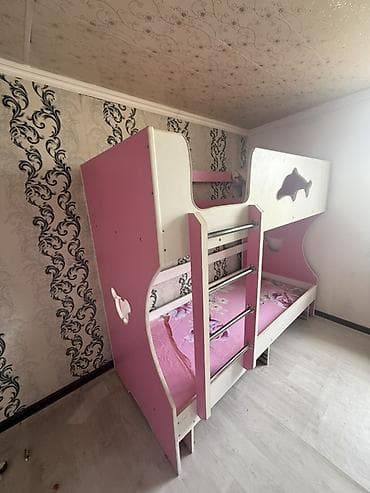 замки для мебели: Двухъярусная детская кровать, Б/у, ЛДСП, цвет - Розовый — 2