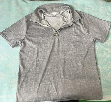 tech flis: Мужская футболка-поло с молнией - Цвет: серый меланж - Короткий рукав — 1