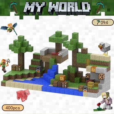 набор художника детский: 🧲 Магнитные кубики Minecraft 400 шт + 10 минифигурок - 3300 сом — 5