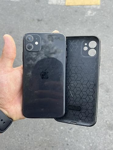 IPhone 11, Б/у, 64 ГБ, Черный, Чехол, 75 %