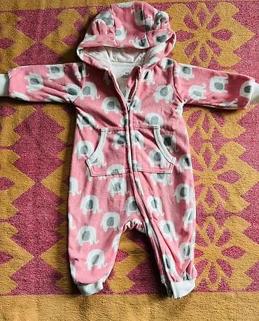 Теплые комбинезоны для малышей (2 шт.) 1) Розовый флисовый комбинезон