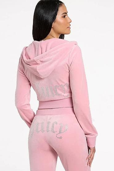 Кофты, свитеры: Розовый велюровый женский костюм Juicy Couture. б/у - Комплект — 1