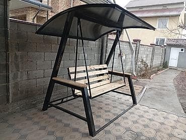 детская качка: Садовые качели Металл, Со спинкой, С крышей — 1