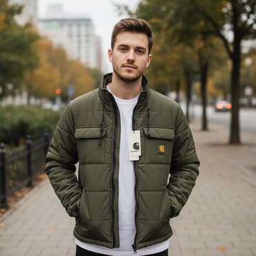 Курткалар: Утеплённая куртка Carhartt - Цвет: тёмно‑оливковый - Прямой крой — 1