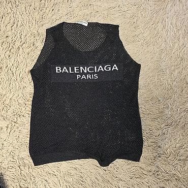 Желеттер, жеңсиз күрмөлөр: Безрукавка сетчатая Balenciaga Paris, черная. - Модель: трикотажный — 1
