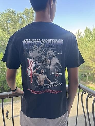 юфс пояс: Футболка UFC Justin Gaethje “The Highlight” - Цвет: чёрный - Принты — 1